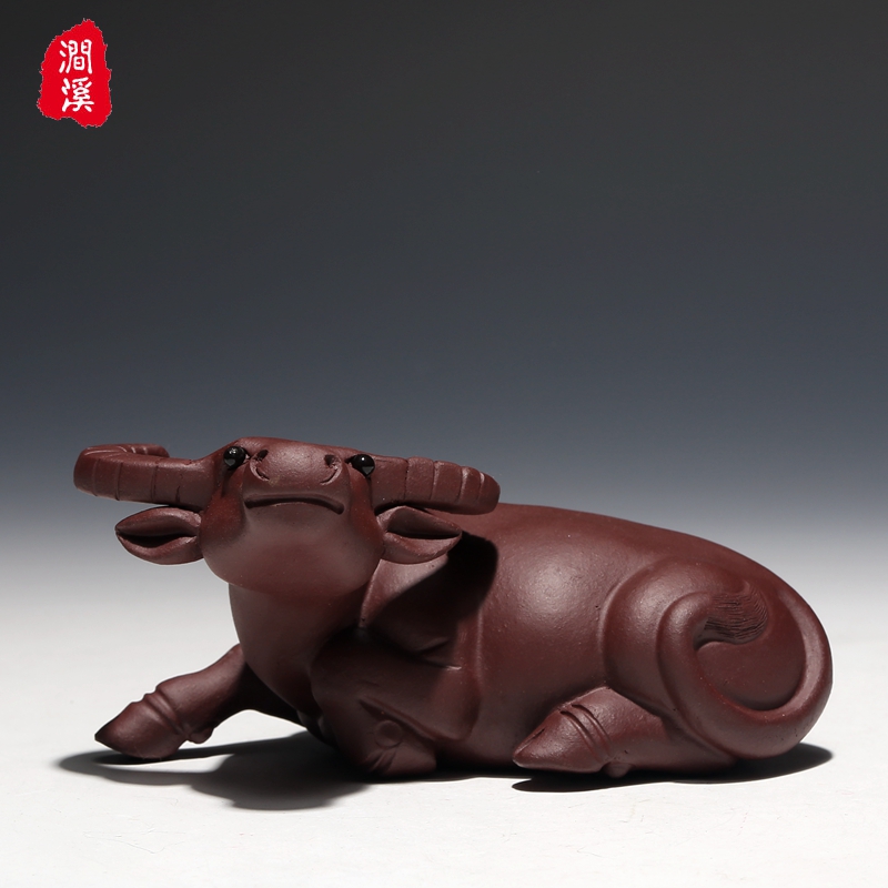 涧溪宜兴紫砂茶宠雕塑摆件 陈洪军水牛茶道茶玩茶具工艺品