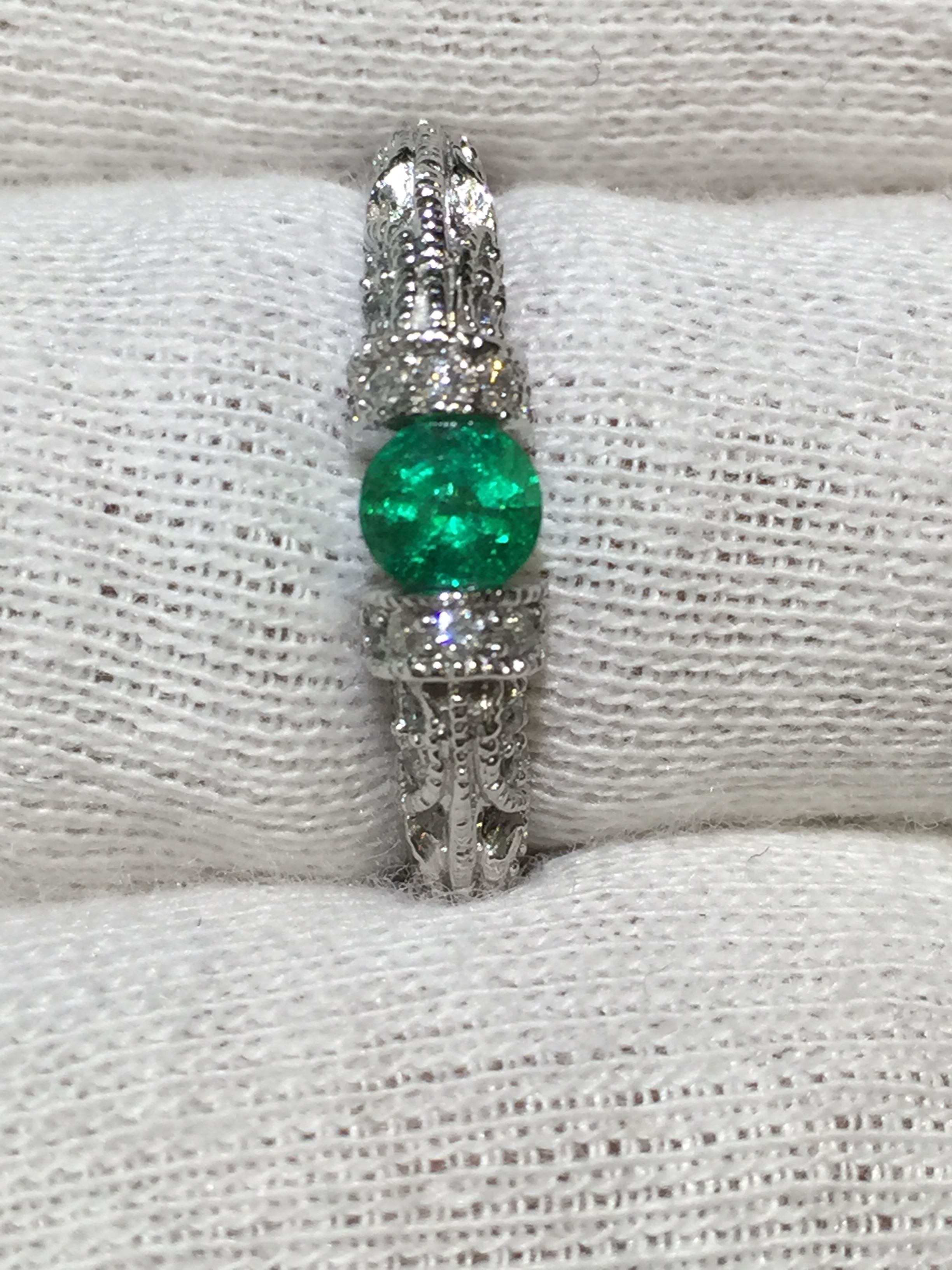 18k祖母绿复古戒指 4m祖母绿钻工 赞比亚时尚浪漫 卡奇珠宝定制