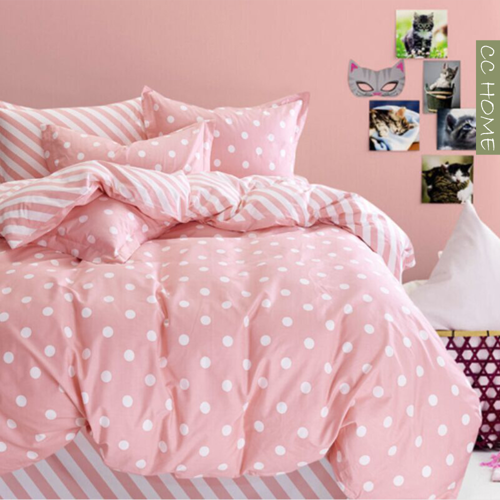 西西之地公主床上用品四件套 粉色床笠全棉 少女单人床创意儿童床