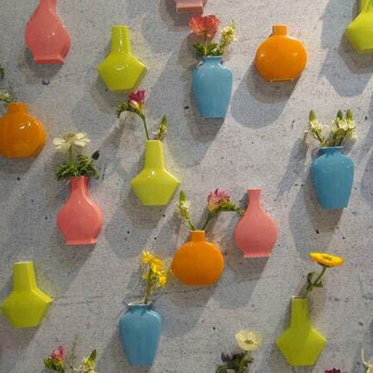 简约现代创意彩色挂墙陶瓷花瓶花艺客厅餐厅卫生间装饰壁挂墙挂