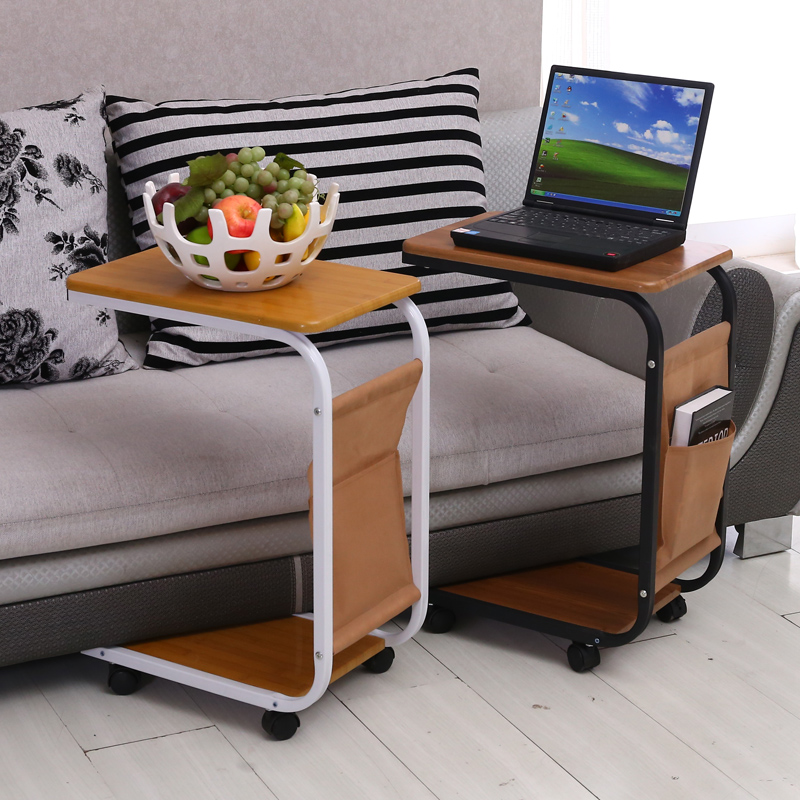 简约懒人沙发笔记本电脑桌带滚轮小书桌便利桌子床边桌书桌可移动