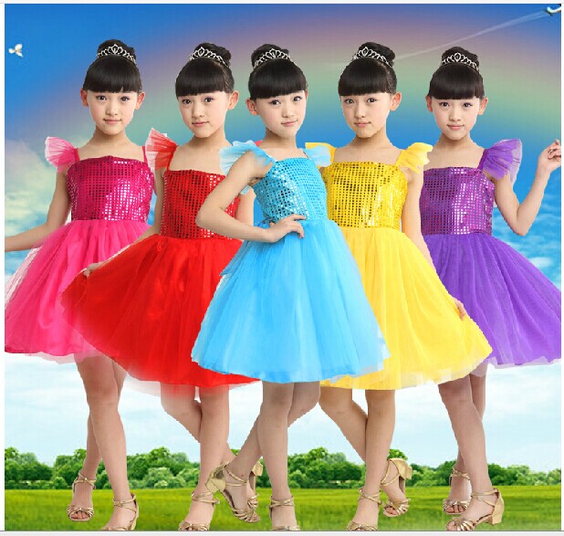 新款儿童幼儿舞蹈服装女童演出服公主裙蓬蓬裙亮片纱裙拉丁舞