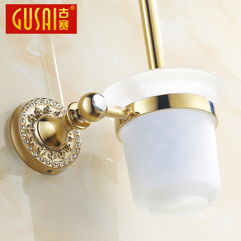 马桶刷杯架 卫浴五金浴室挂件套装 金色欧式厕所刷架 全铜马桶刷