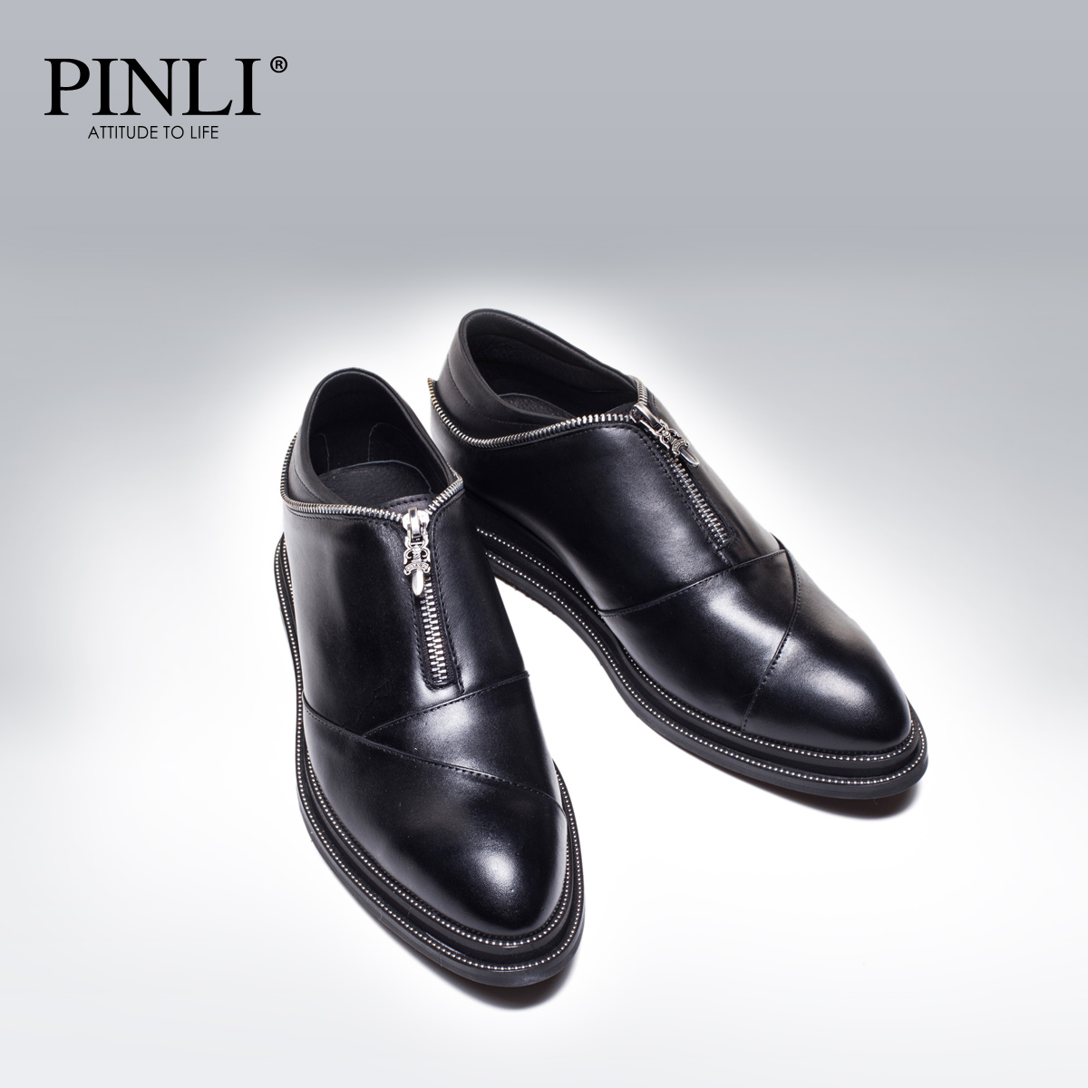 PINLI品立 2014新款时尚男鞋 头层牛皮真皮低帮休闲皮鞋 潮X0116
