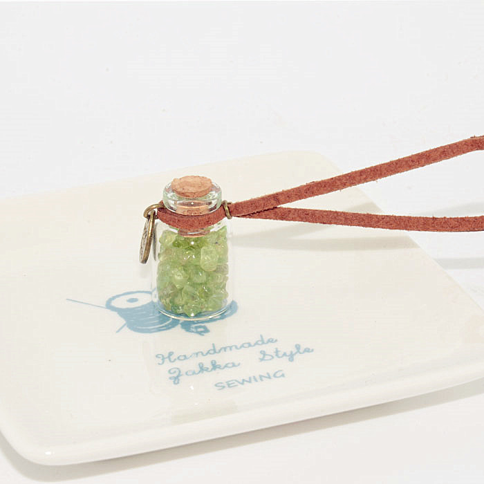 复古橄榄石玻璃许愿瓶首饰 手工制作项链 长款项链毛衣链