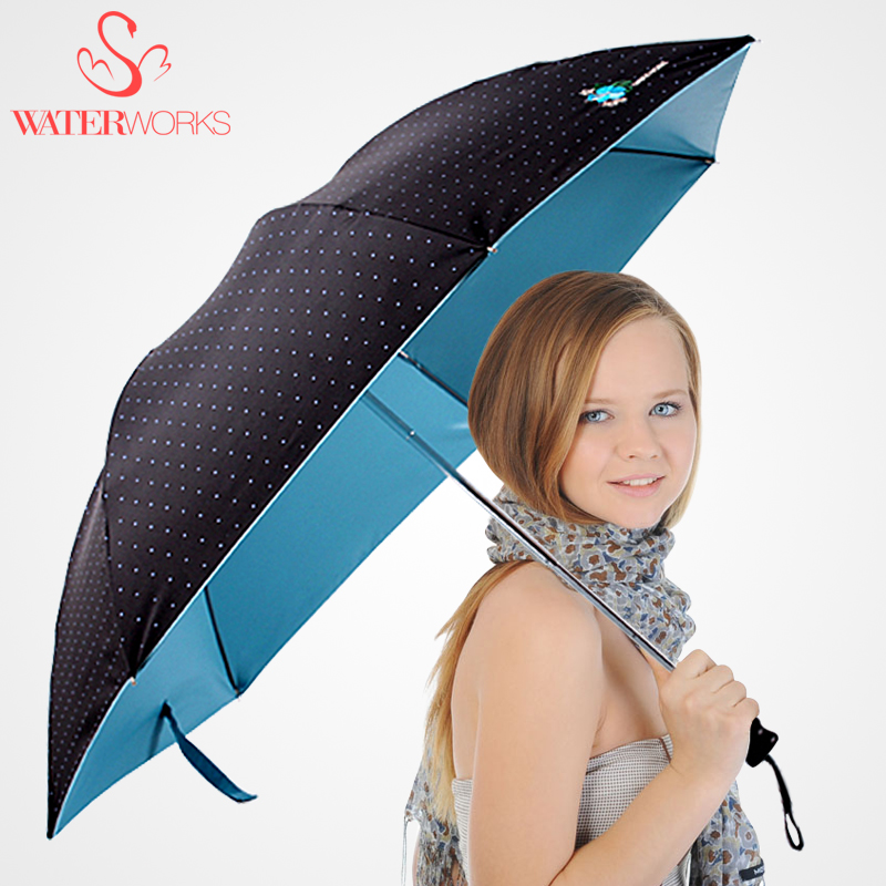 水艺品太阳伞 三折折叠防紫外线女全遮光防晒色胶遮阳伞晴雨两用