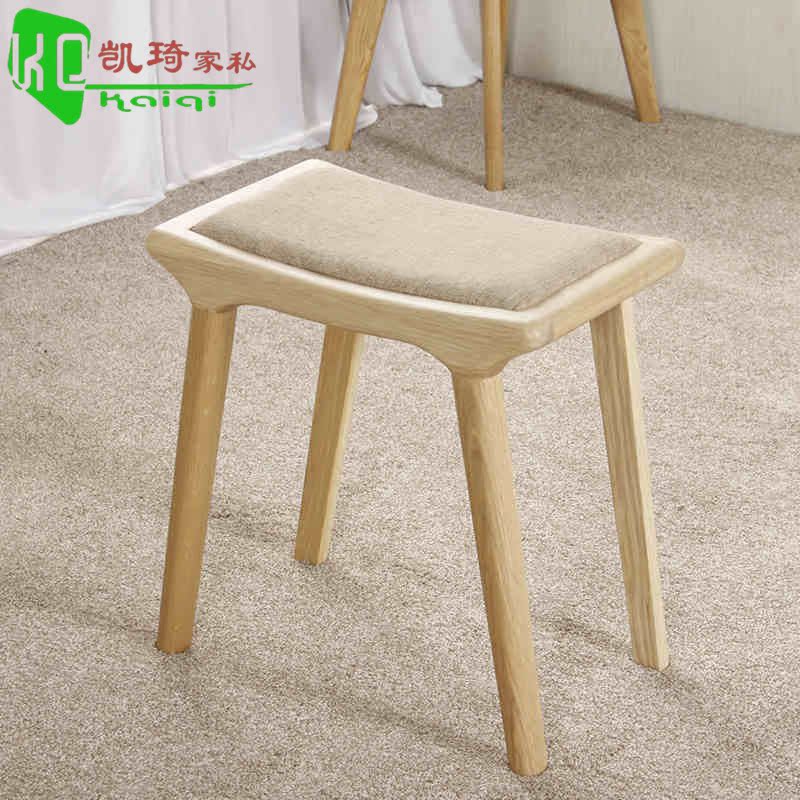 日式简约实木餐凳白橡木方凳梳妆凳小户型换鞋凳北欧软面化妆凳子