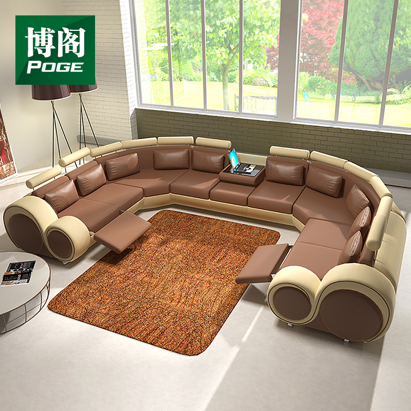 真皮沙发组合客厅 大户型功能皮艺沙发 创意时尚头层牛皮沙发家具
