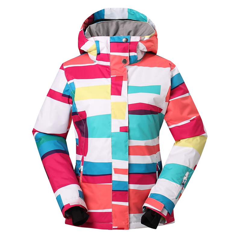 新款Gsou Snow女士滑雪服 单板双板滑雪衣 女款彩色拼条1401-022