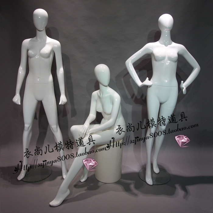 三人组女装全身人体陈列玻璃钢人台亮白橱窗模特儿服装模特儿道具