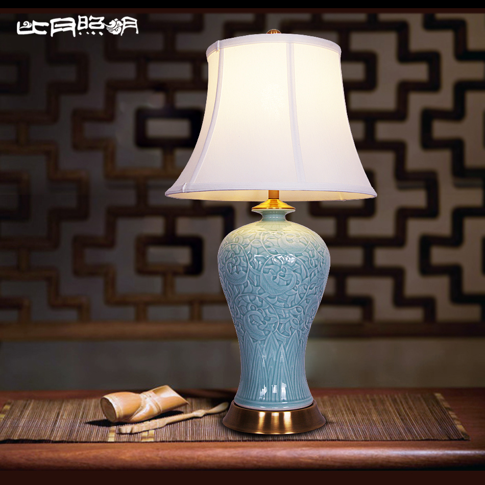 比月明清古典台灯新中式客厅卧室床头装饰创意复古陶瓷台灯3586