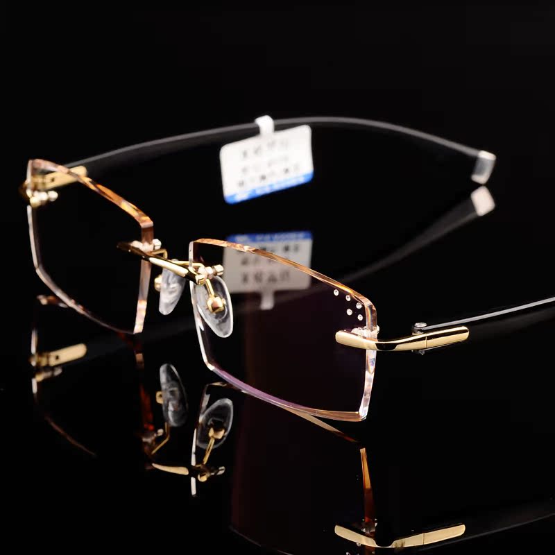 纯钛眼镜框近视男款 眼镜架男 超轻眼睛框 钻石切边眼镜 M8006