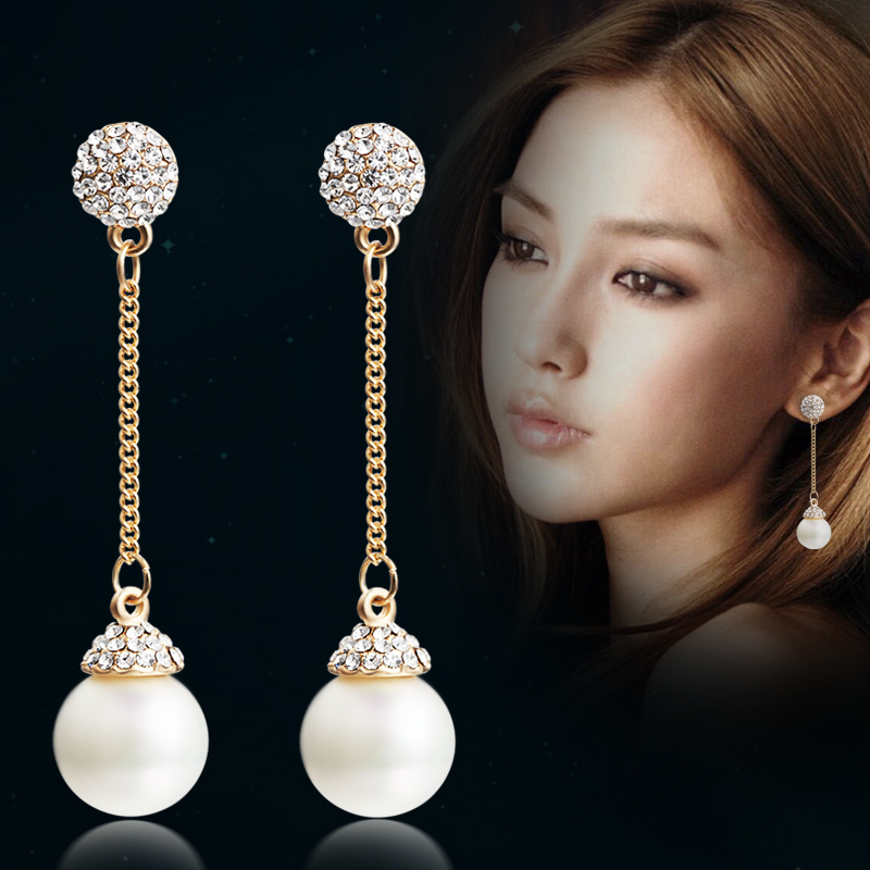 瑾年原创韩国时尚气质珍珠长款耳环耳坠夸张耳钉耳坠饰品