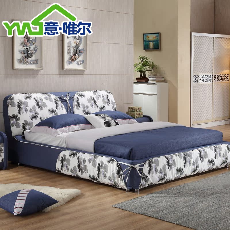 家居床小户型可拆洗布床布艺床双人床1.8米简约现代北欧软床婚床