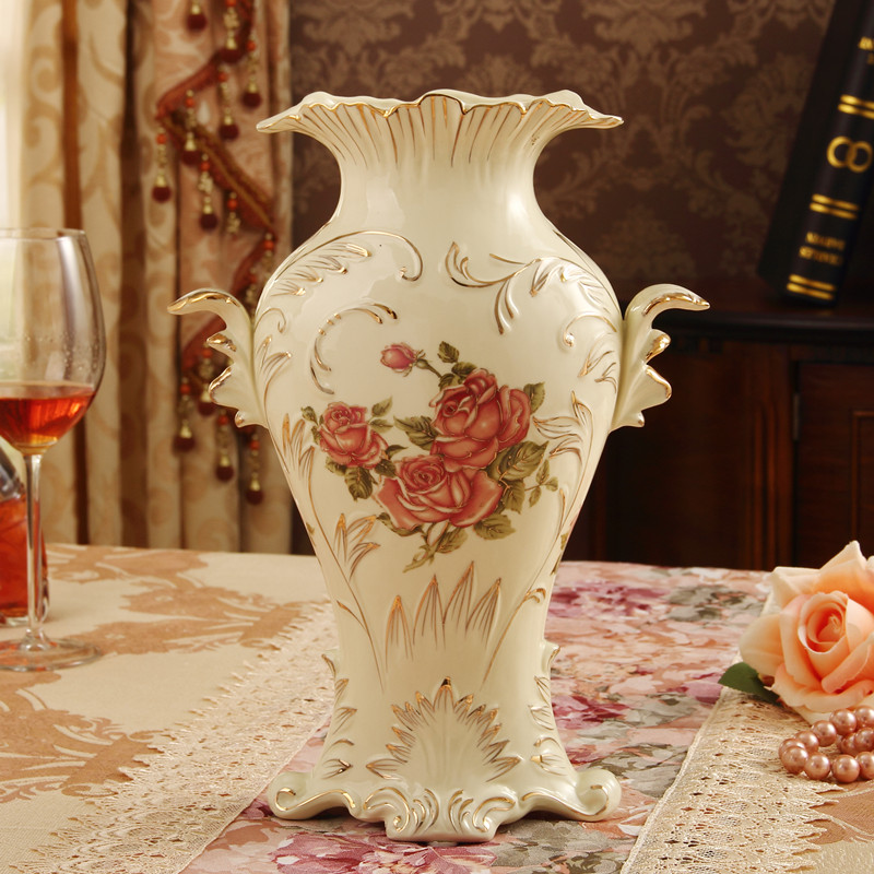 家居饰品/欧式花瓶摆件/仿真花/陶瓷复古美式/奢华台面花器/包邮