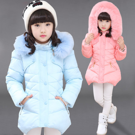韩版童装冬款外套中大童纯色绗棉儿童棉衣加厚保暖女童带帽棉衣潮