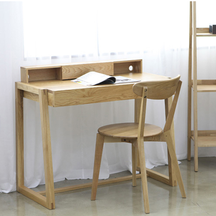 进口实木电脑桌台式家用书桌橡木写字台儿童写字桌创意书桌带架子
