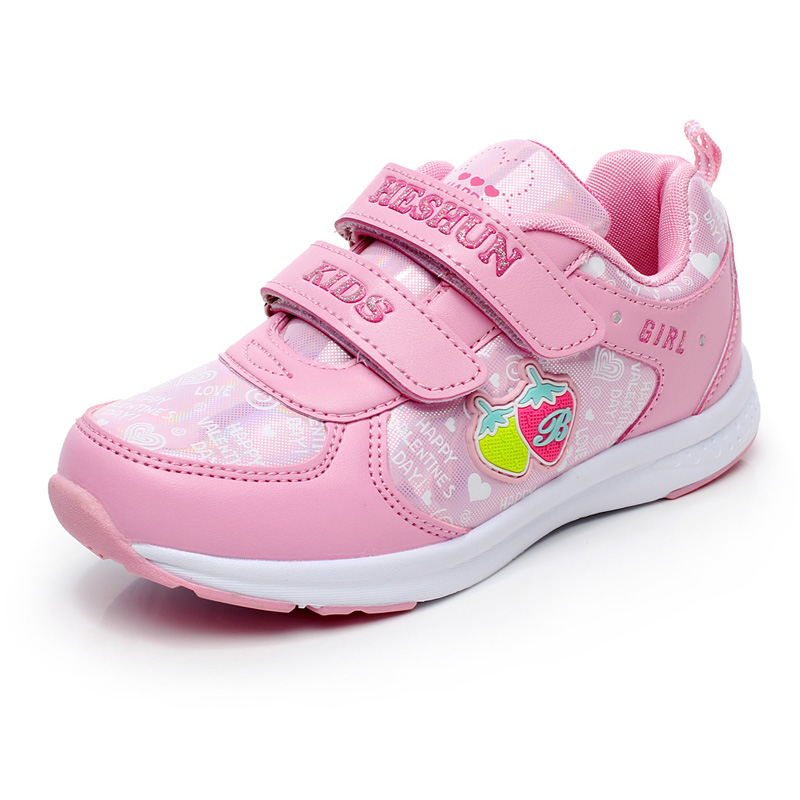 妙生女童鞋2015春秋季新款草莓型粉色儿童休闲跑步运动低帮公主鞋