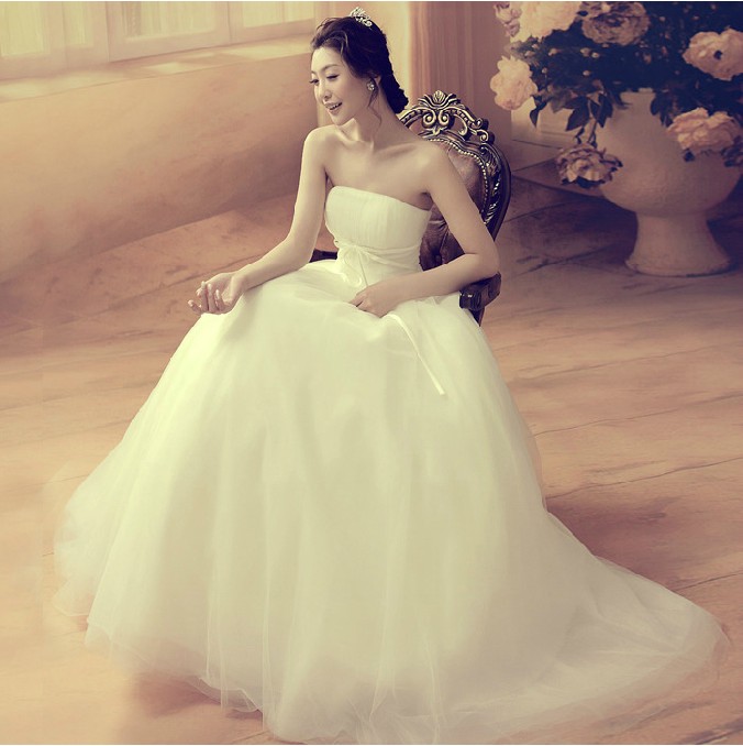 冬季时尚婚纱礼服批发2015新款韩版新娘抹胸齐地优雅公主结婚婚纱
