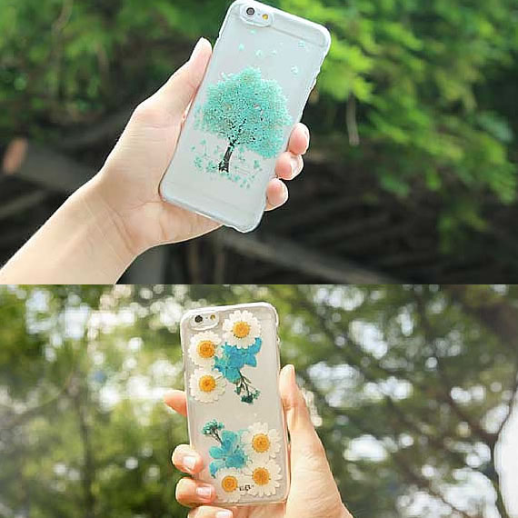 韩国正品代购iphone6plus 花朵树木菊花风景手机壳保护套进口