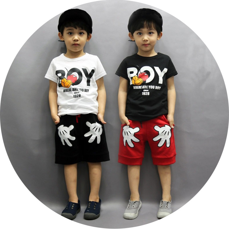 新款纯棉夏装3儿童套装5韩版BOY短裤7岁中小童潮流时尚男童两件套