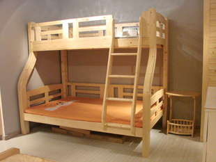松木实木家具床/儿童床/热销弯腿子母床/双层上下床