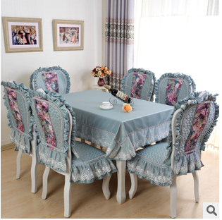 高精密餐椅套 欧式餐椅垫 防滑两层花边桌布台布绗绣工艺厂家批发