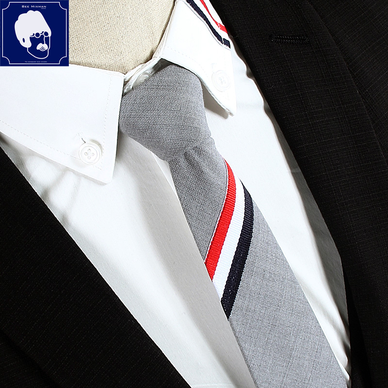 复古韩版羊毛窄版5cm男士时尚深藏蓝黑色灰色条纹英伦纯色小领带