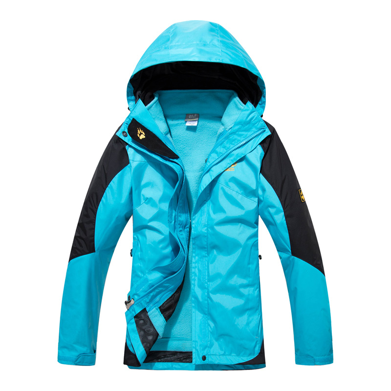 防风防水冬季女士大码短外套两件套加厚加绒情侣登山滑雪必备新款