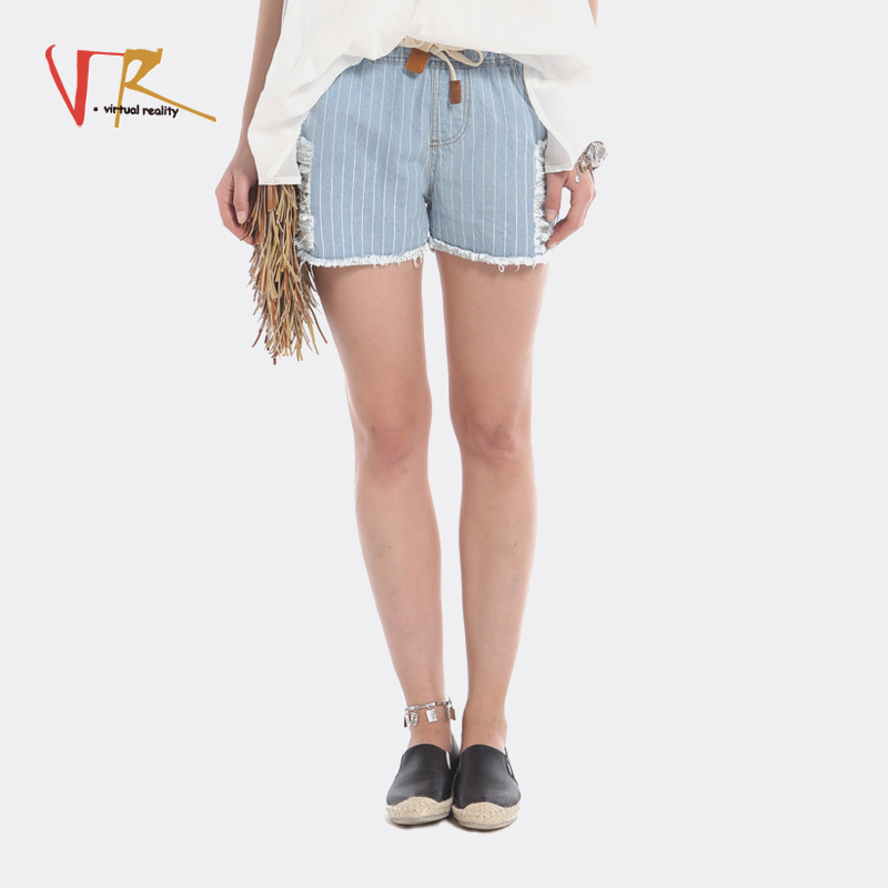 VR2015夏季新品时尚潮流磨毛破洞水洗牛仔短裤VDM8455