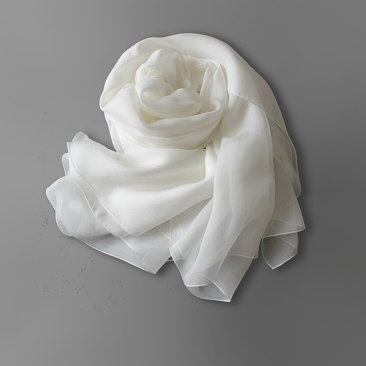 包邮正品冰丝纯色丝巾 超大长款白色丝巾夏天纯色围巾披肩防晒