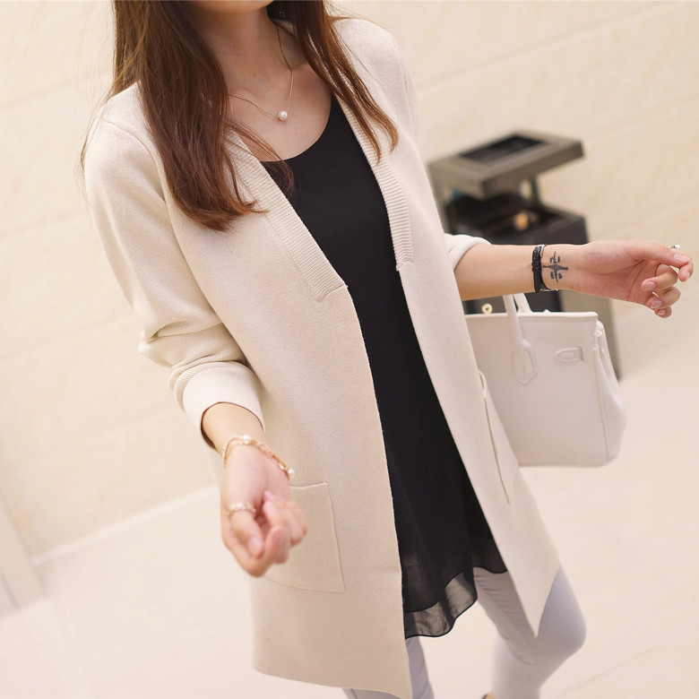 2015秋季新款时尚潮流光板毛针织衫外套风衣韩版女