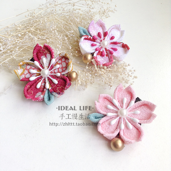 【Ideal】【桜】手工日系和风花朵发夹/夸张森女边夹/浆果发饰