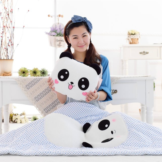 卡通空调被熊猫夏凉被子抱枕靠垫两用儿童薄被子可折叠收纳可水洗