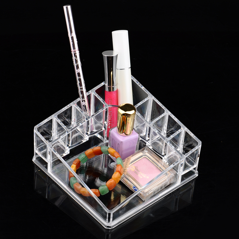 通灵化妆品收纳盒 透明塑料首饰盒化妆盒 香水小样收纳座眉笔筒