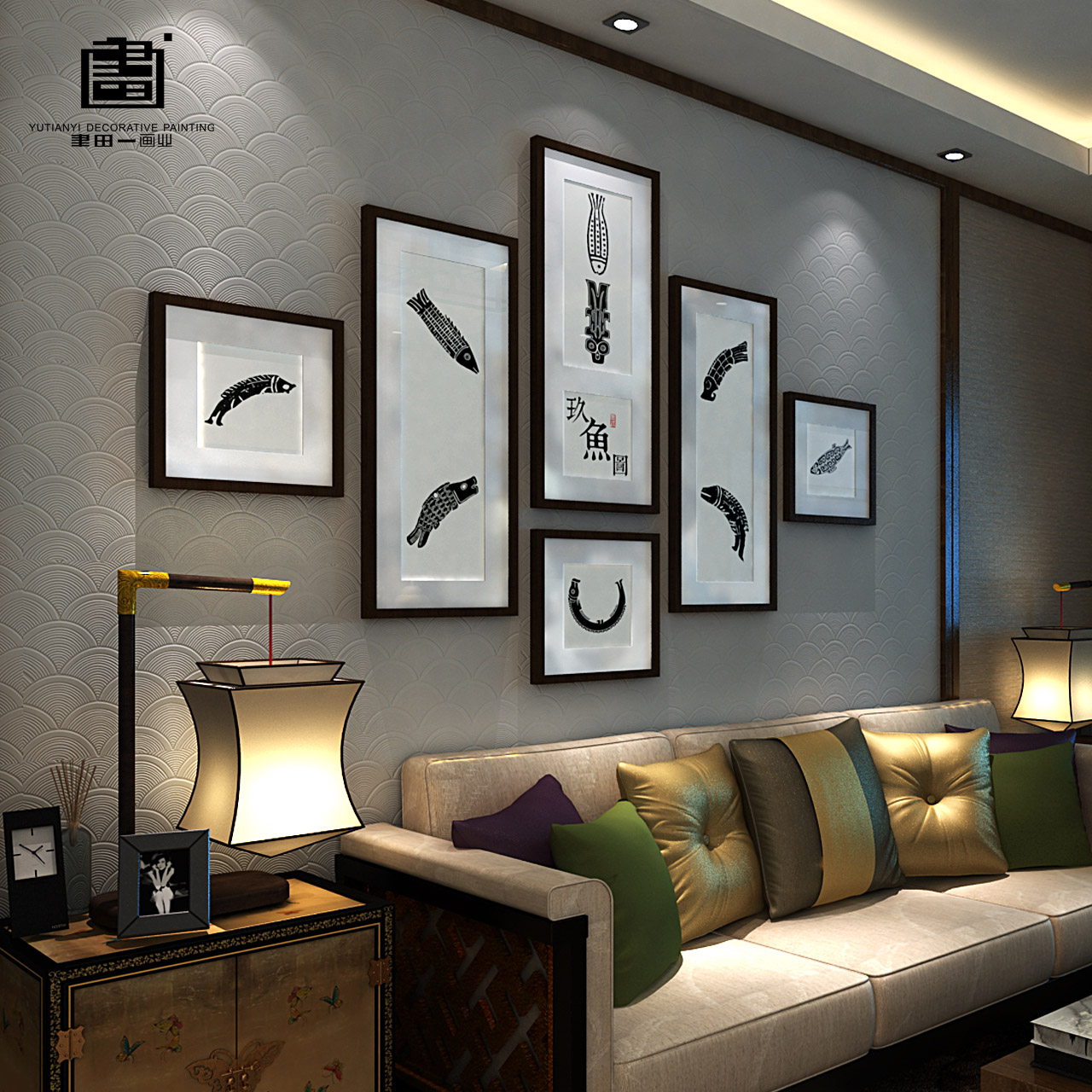 新中式客厅装饰画 沙发背景墙组合画  餐厅挂画现代简约卧室壁画