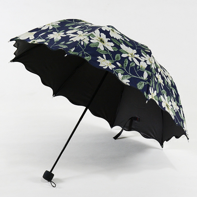 创意两用晴雨伞女韩国三折叠伞太阳伞户外黑胶防晒防紫外线遮阳伞