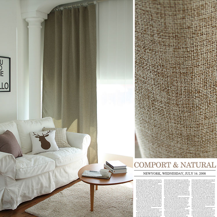 韩中式落地窗棉麻窗帘客厅卧室阳台纯色遮光现代简约欧式定制成品