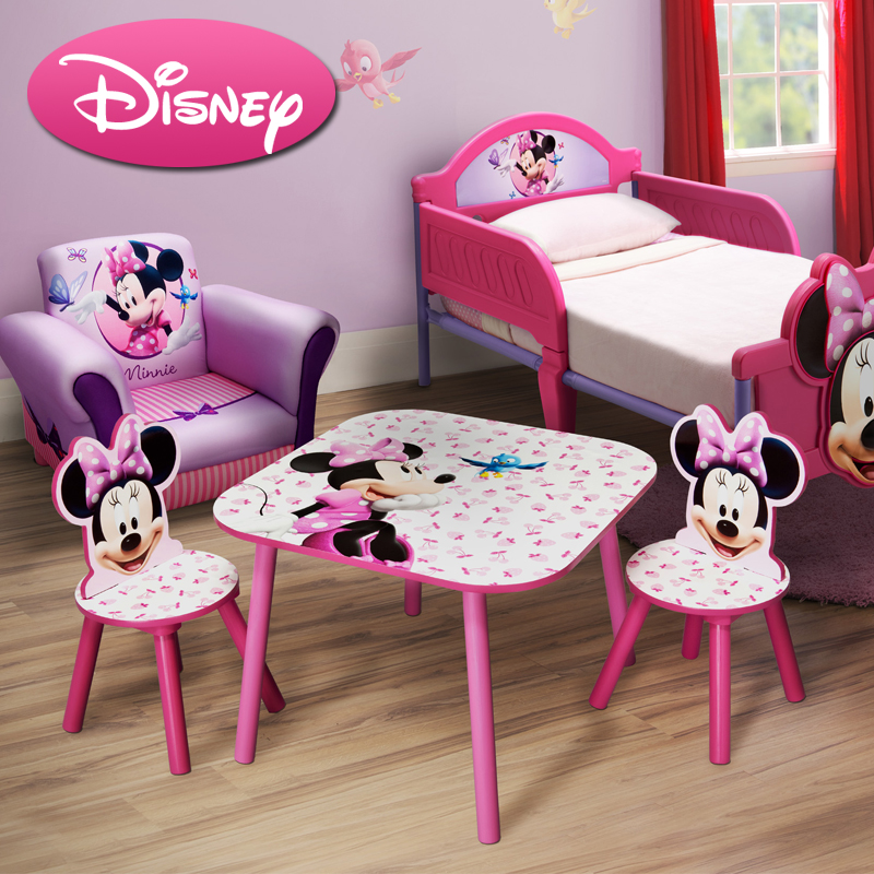 迪士尼Disney正品美式儿童桌椅 木制学习桌椅家具组合出口美国