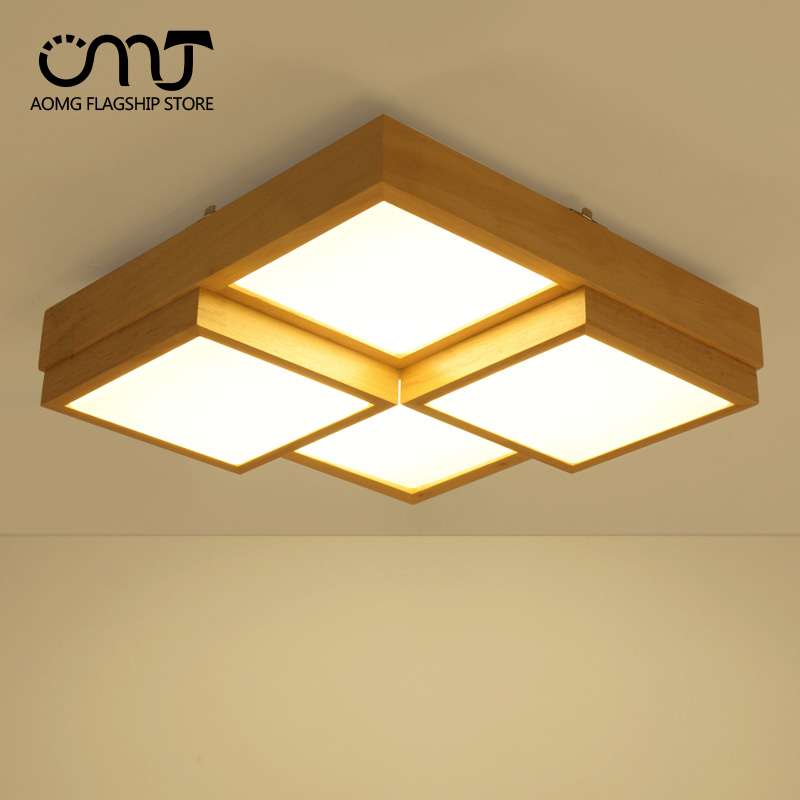现代简约led吸顶灯北欧宜家卧室灯创意实木长方形客厅灯大气灯饰