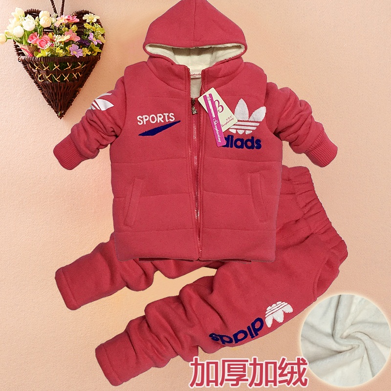 童装女童卫衣三件套加厚冬装套装2015新款韩版纯棉开衫运动套装绒