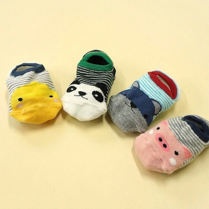 2双卡通小动物地板袜韩国全棉婴幼儿童宝宝硅胶夏季防滑隐形船袜