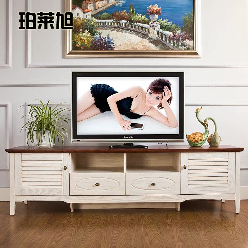 纯美地中海风格家具 实木客厅电视柜 白腊木电视机柜子特价BM134