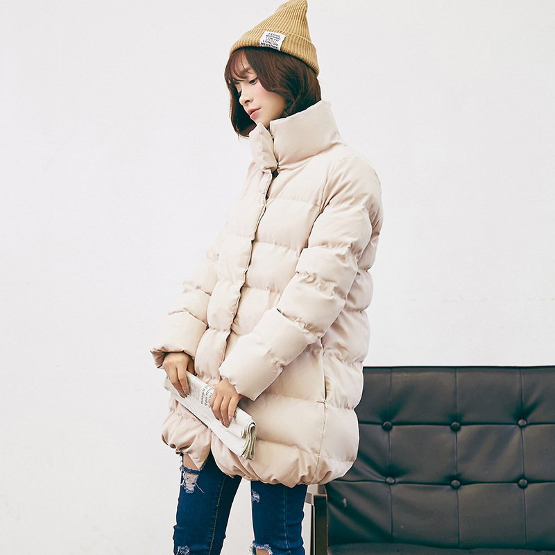 2015冬装韩版宽松A型时尚显瘦加厚保暖中长款棉衣外套女学生棉服