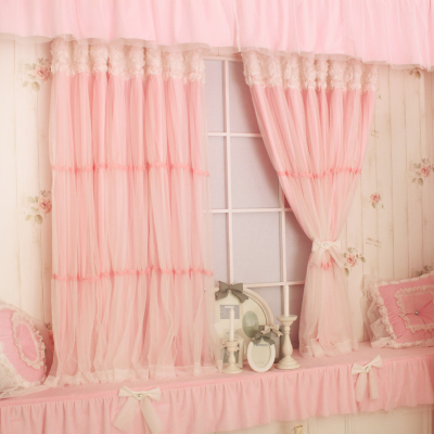 定做窗帘 床幔纱帘立体玫瑰花纱纱双层加厚绒粉色高档实拍包邮