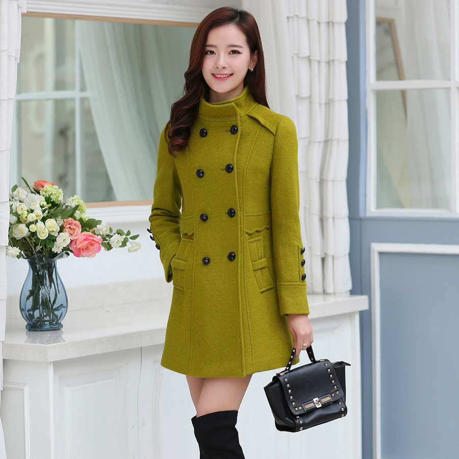 冬季新款韩版修身显瘦毛呢外套女中长款宽松大码加厚保暖呢子大衣