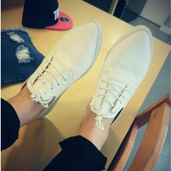 2014秋季韩国店主推荐超级好穿的休闲平底鞋尖头女单鞋系带小白鞋