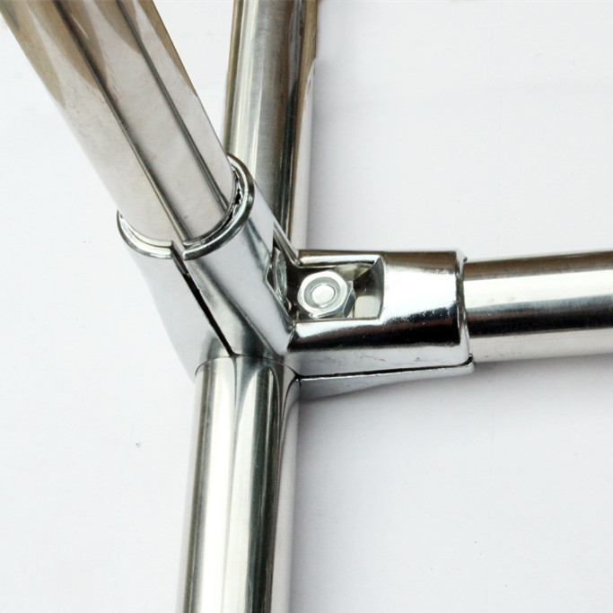 25mm三通圆管连接件 货架晾衣架展架接头不锈钢管配件铝合金夹子