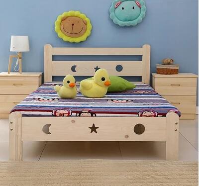 包邮儿童家具小孩床单人松木床类1米儿童床带护栏男孩女孩实木床