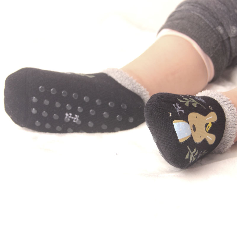 无骨纯棉宝宝袜子 地板防滑学步袜婴儿袜 秋冬季加厚毛圈儿童袜套